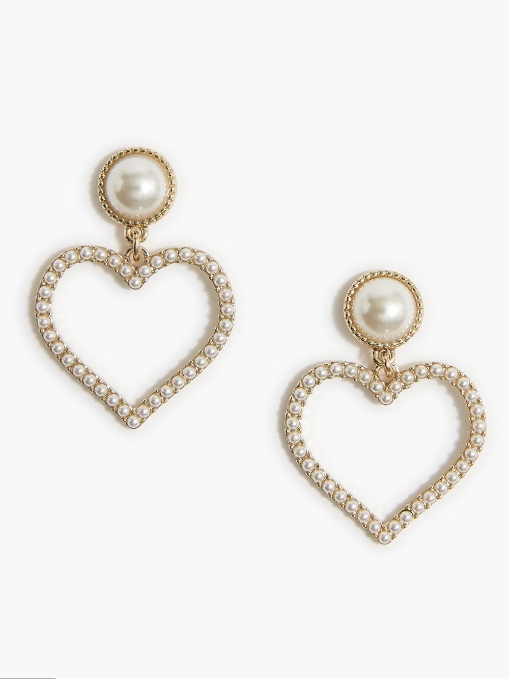 J. Crew Pearl Heart Drop Statement Earrings New
